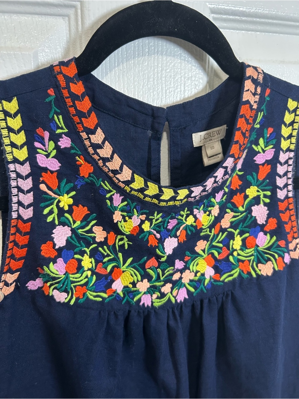 J. Crew Navy Floral Embroidered Tank - Picture 2 of 3